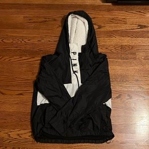 WOMENS M/L SHERPA HOODED RAIN JACKET WITH POCKETS PINK